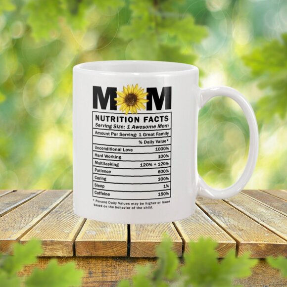Mom Appreciation Mug "Mom Nutrition Facts" Gift for Christmas 11 oz Ceramic Mug - Picture 2 of 5